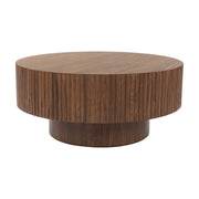 Table basse ronde en bois de noyer marron 80x80x35cm Elora - White Label Living