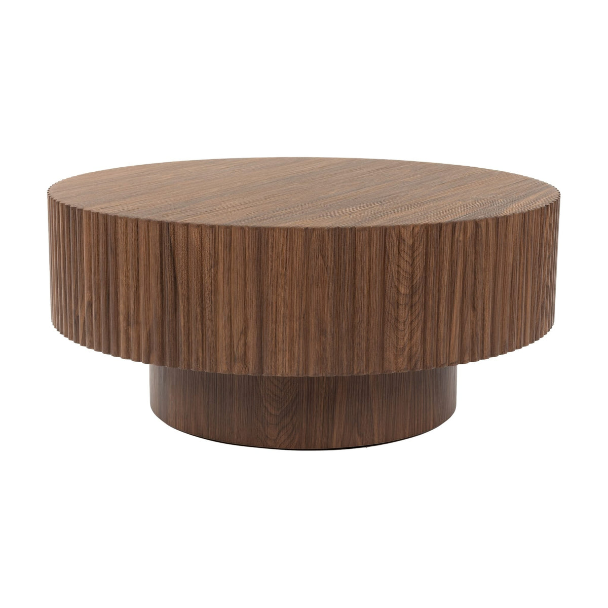 Table basse ronde en bois de noyer marron 80x80x35cm Elora - White Label Living