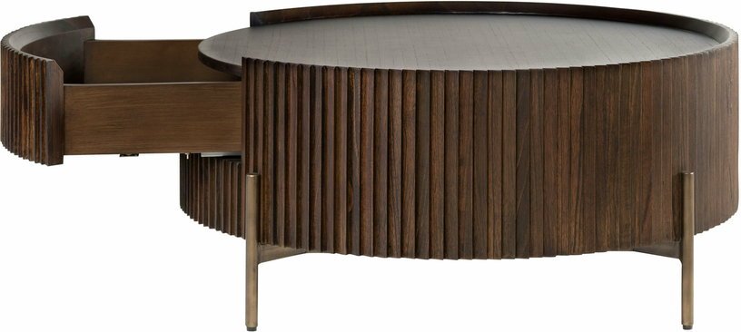 Table basse ronde en bois marron 90 x 40 cm Pogoro - Versmissen - The Cool Republic