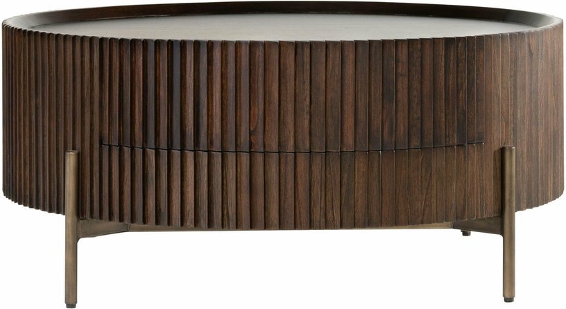 Table basse ronde en bois marron 90 x 40 cm Pogoro - Versmissen - The Cool Republic