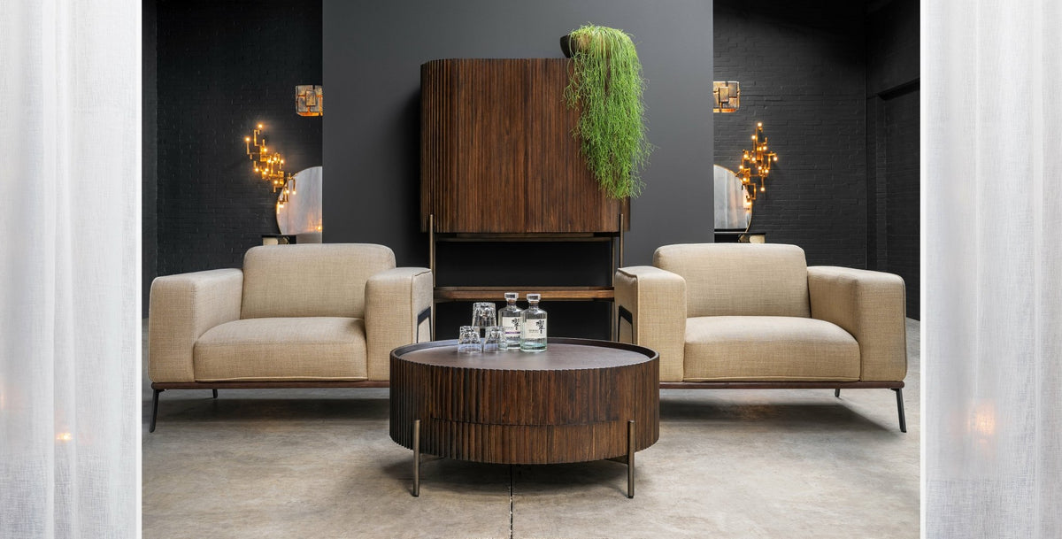 Table basse ronde en bois marron 90 x 40 cm Pogoro - Versmissen - The Cool Republic