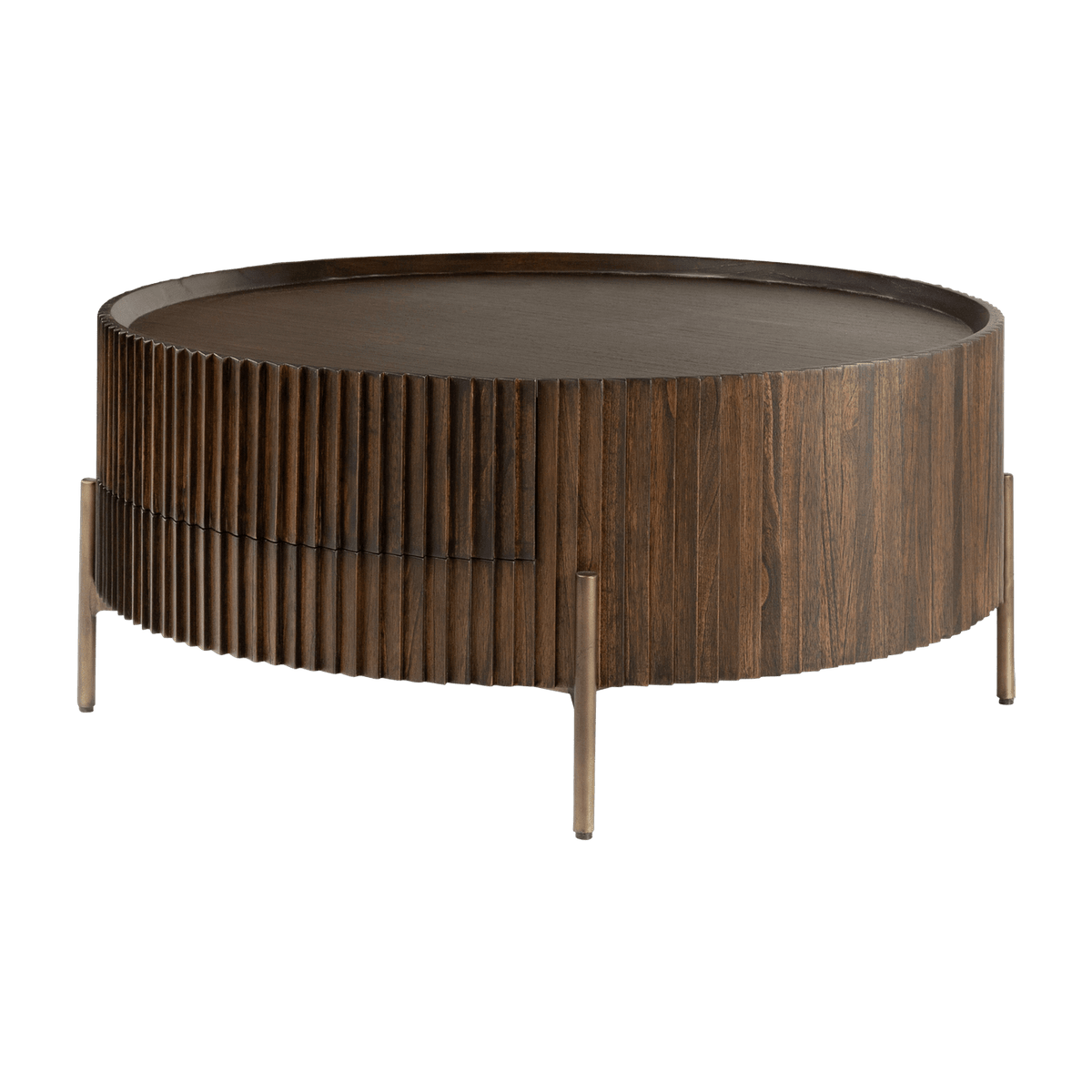 Table basse ronde en bois marron 90 x 40 cm Pogoro - Versmissen - The Cool Republic