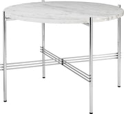 Table basse ronde en marbre blanc et acier poli 55cm TS - Gubi