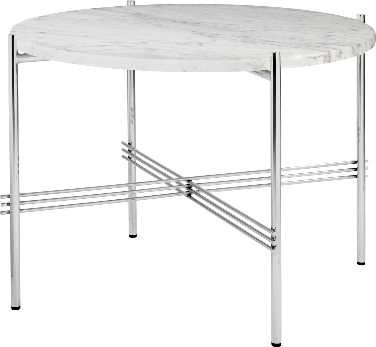 Table basse ronde en marbre blanc et acier poli 55cm TS - Gubi