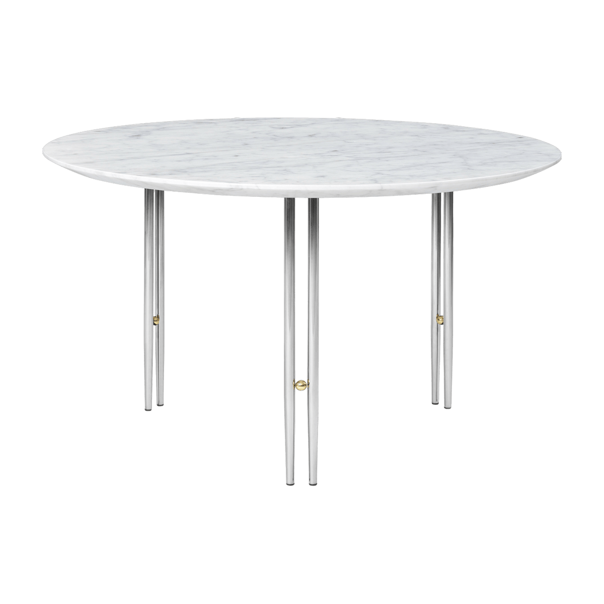 Table basse ronde en marbre blanc et base chromée 70 cm IOI - Gubi - The Cool Republic