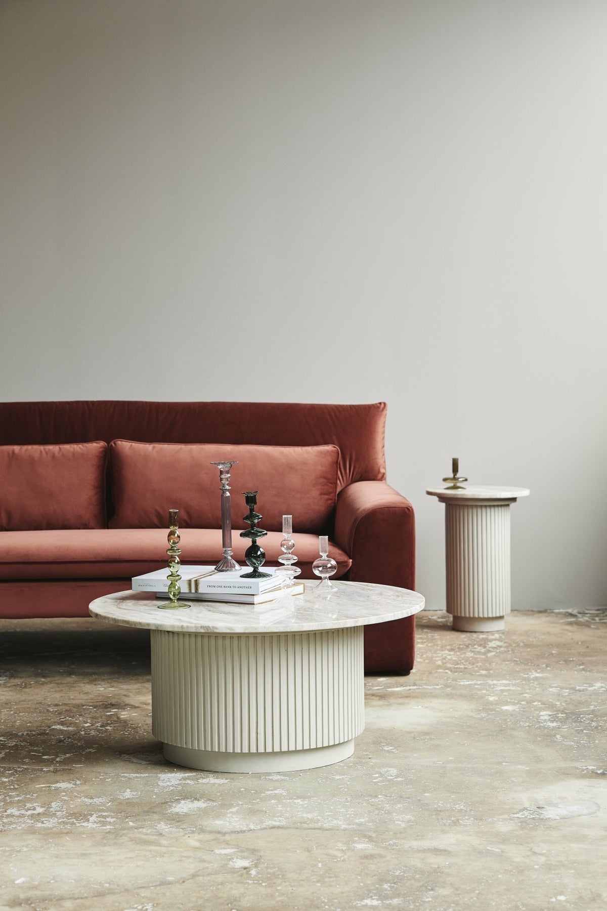 Coffee table in marbre and mango wood 90 cm white Erie - Nordal - The Cool Republic