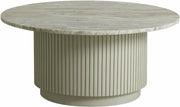 Table basse ronde en marbre et bois de manguier blanche 90x40cm Erie - Nordal - The Cool Republic