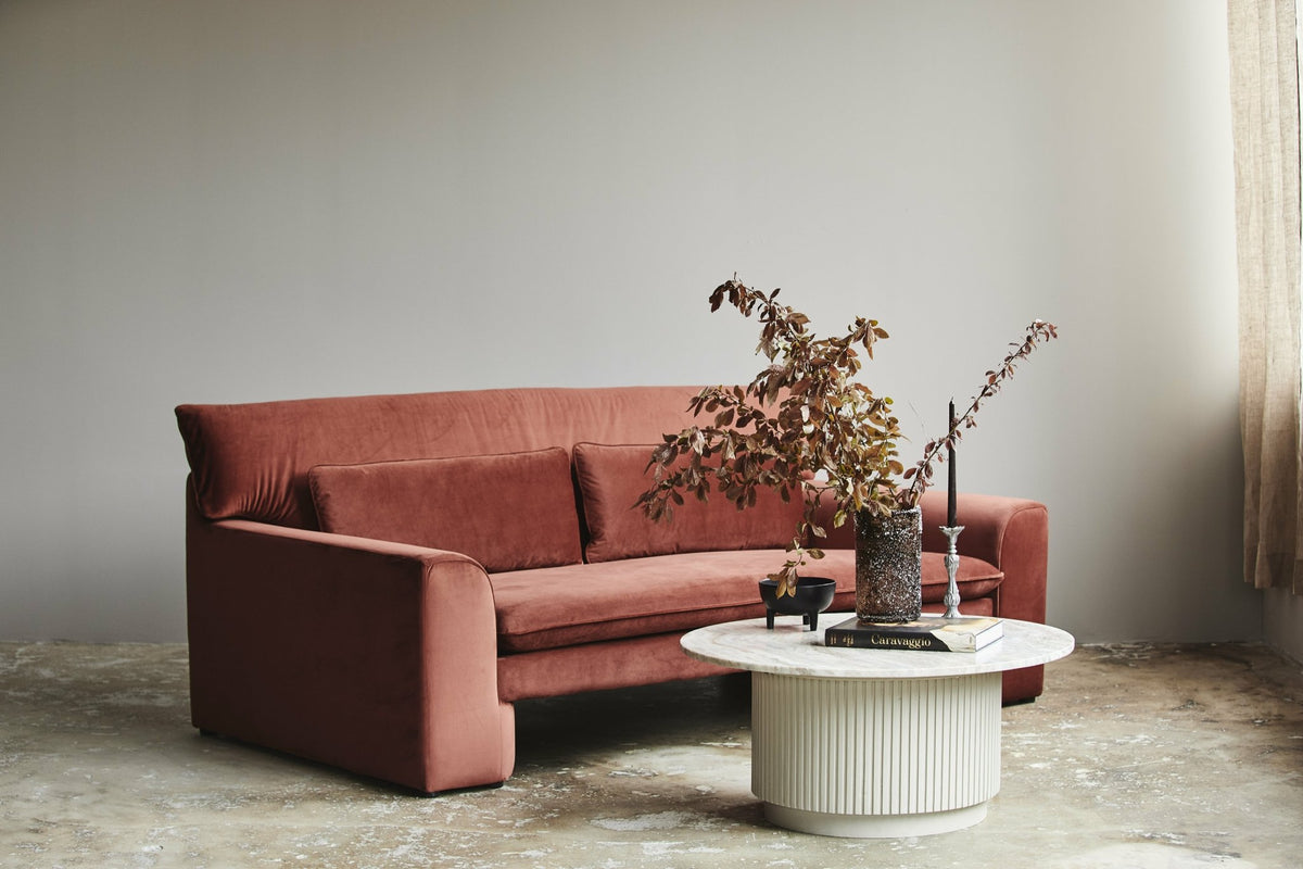 Coffee table in marbre and mango wood 90 cm white Erie - Nordal - The Cool Republic