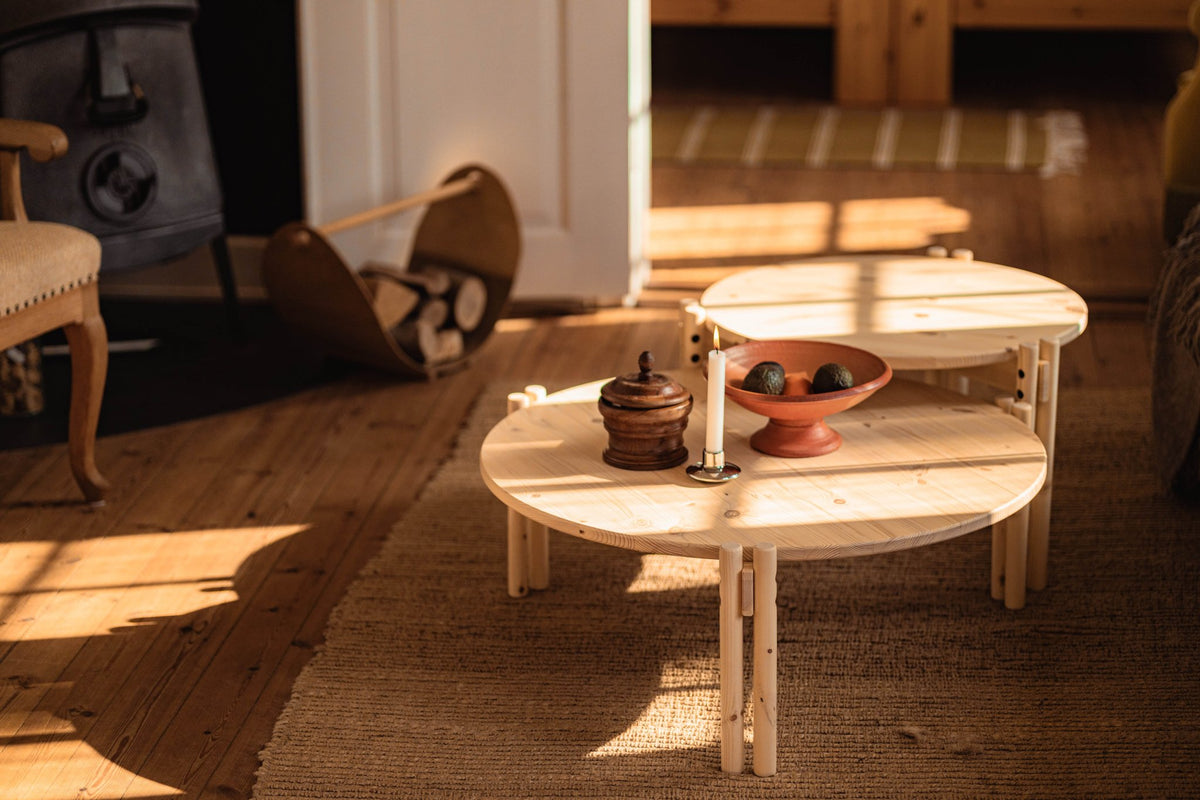 Table basse ronde en pin 80x32cm Sticks - Karup Design - The Cool Republic