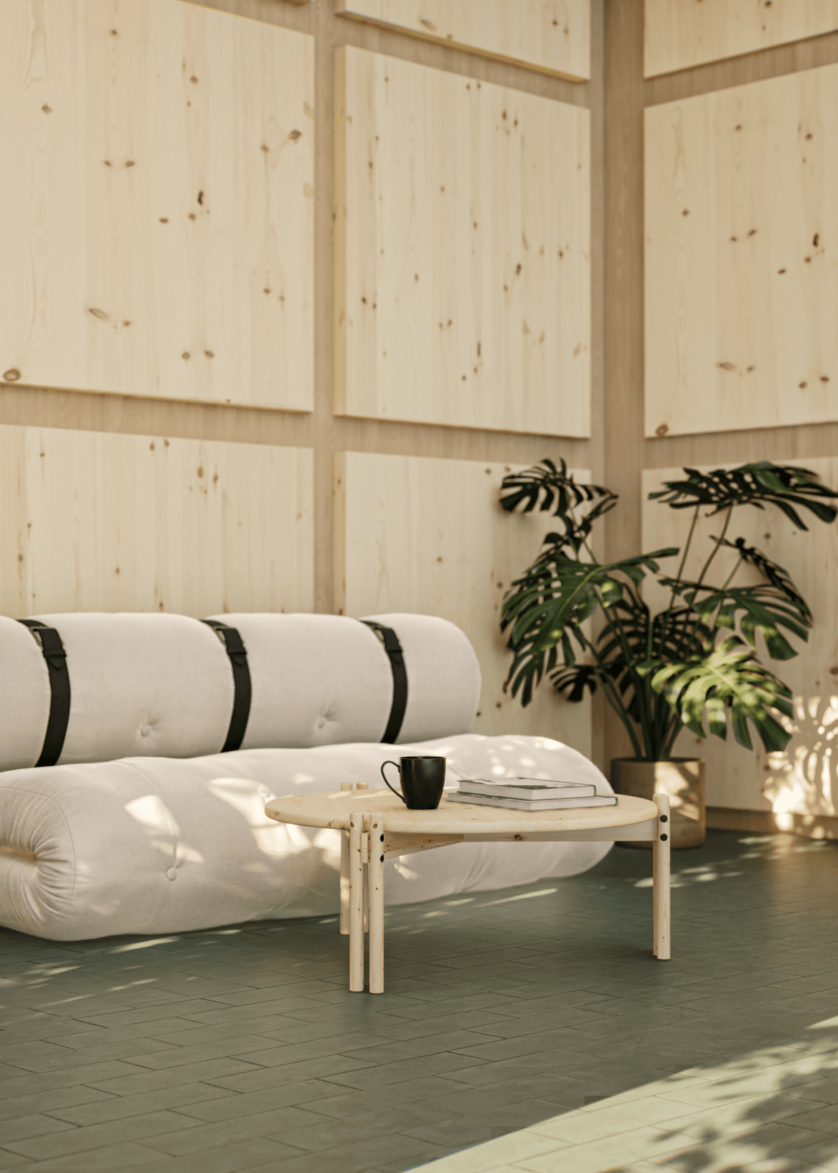 Table basse ronde en pin 80x32cm Sticks - Karup Design - The Cool Republic