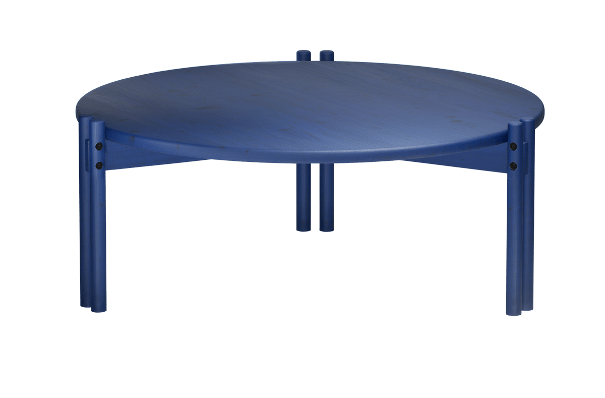 Table basse ronde en pin bleu cobalt 80x32cm Sticks - Karup Design - The Cool Republic