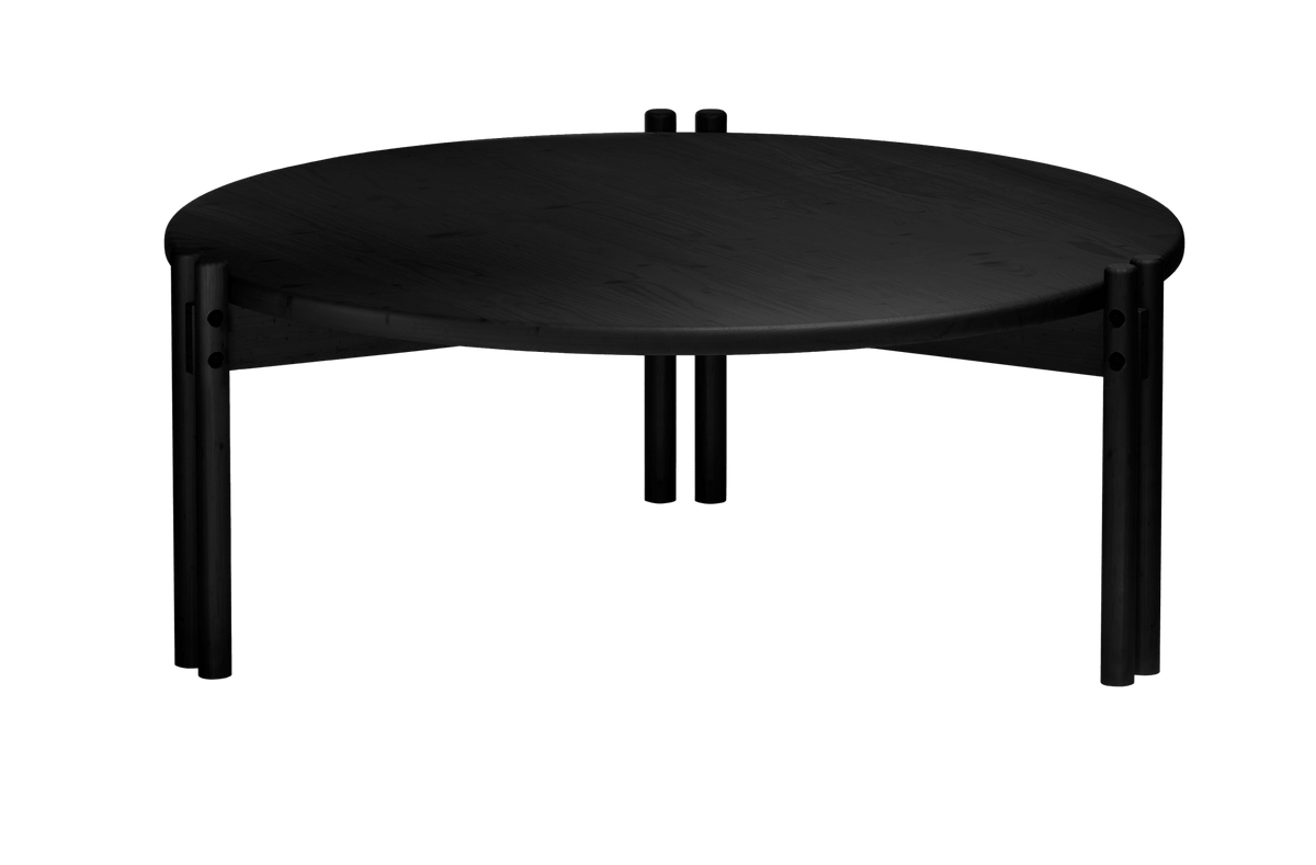 Table basse ronde en pin noir 80x32cm Sticks - Karup Design - The Cool Republic