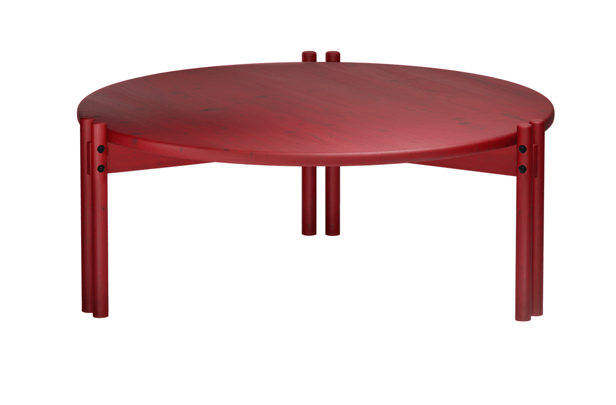 Table basse ronde en pin rouge 80x32cm Sticks - Karup Design - The Cool Republic