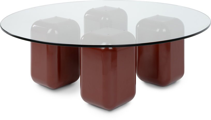 Table basse ronde en verre et bois rouge 100x31,5cm - Fest Amsterdam - The Cool Republic