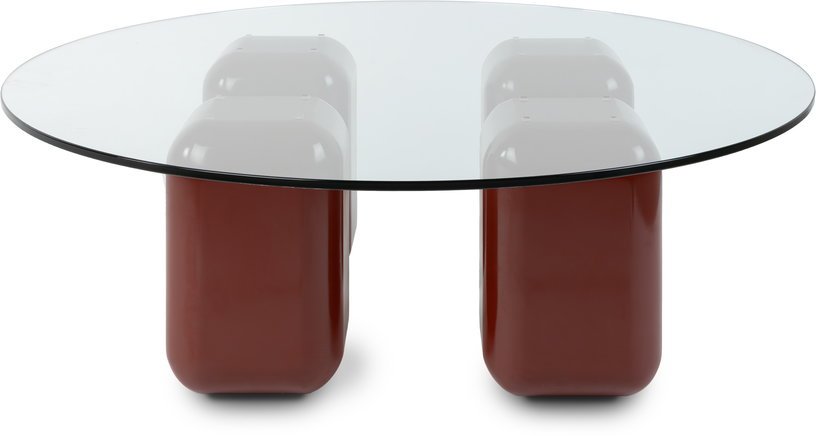 Table basse ronde en verre et bois rouge 100x31,5cm - Fest Amsterdam - The Cool Republic