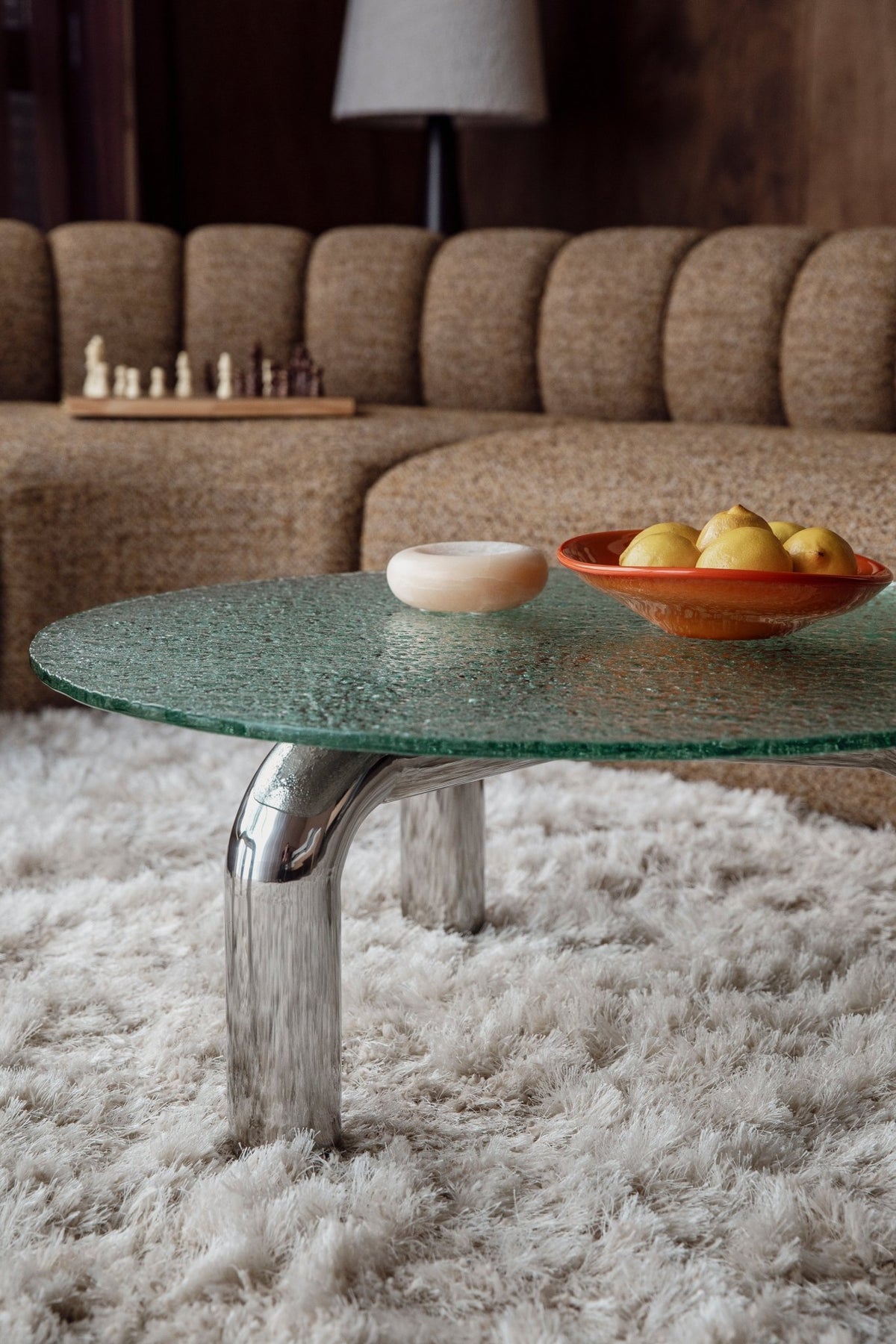 Table basse ronde en verre trempé et acier chromé 80cm Marly - Dutchbone - The Cool Republic