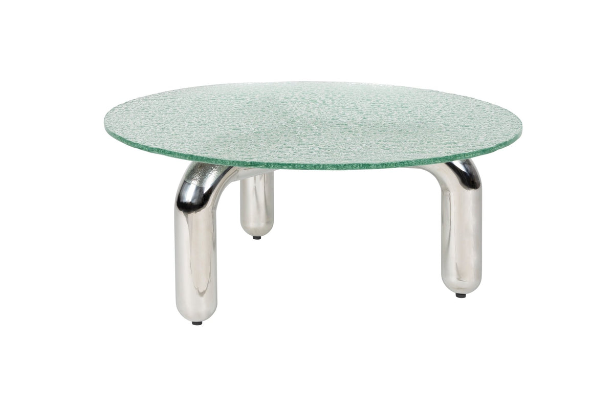 Table basse ronde en verre trempé et acier chromé 80cm Marly - Dutchbone - The Cool Republic