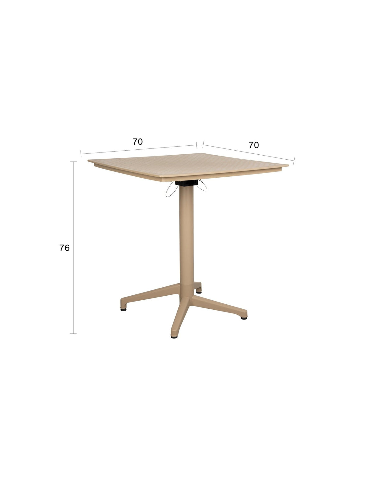 Table bistrot d'extérieur carrée en métal beige 70 x 70 x 76 cm Cala - The Cool Republic - The Cool Republic
