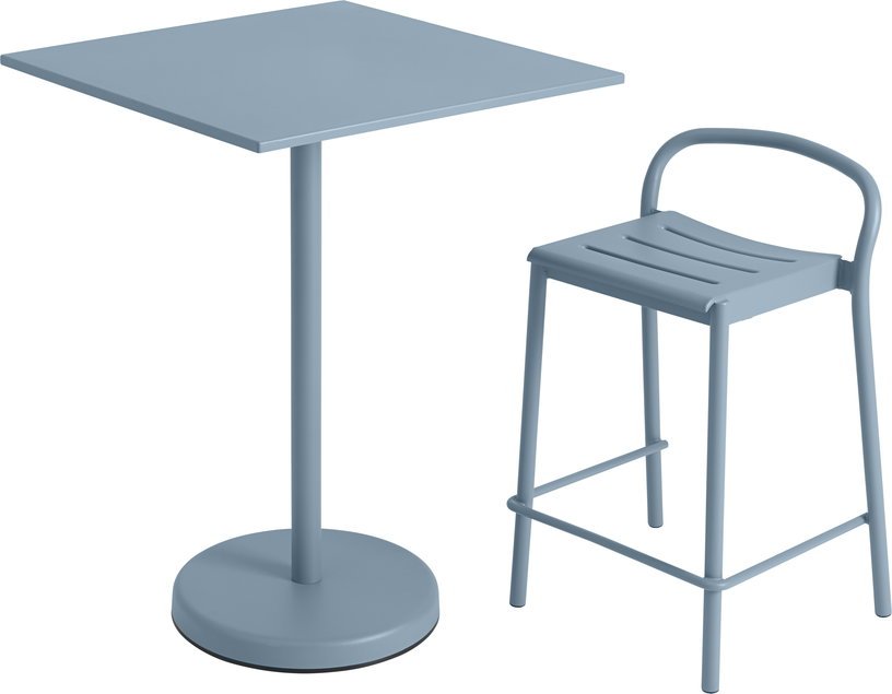 Table carrée d'extérieur en acier bleu ciel 70 x 70 x 95 cm Linear - Muuto - The Cool Republic