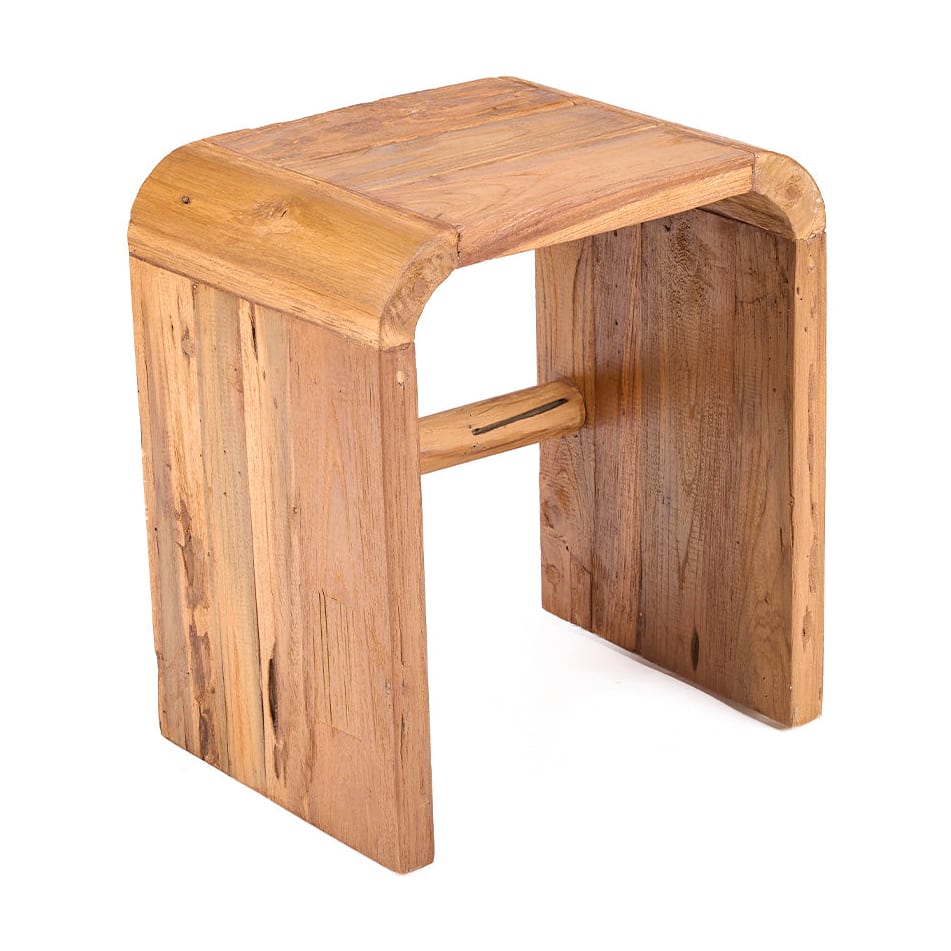Table d'appoint en teck massif naturel marron 40x30x45cm Arc - Bazar Bizar