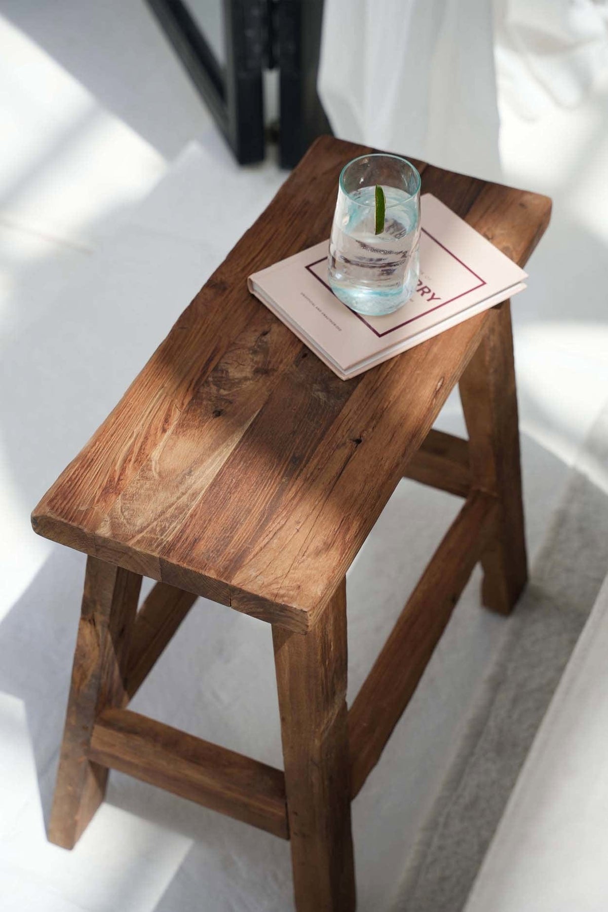 Table d'appoint ou tabouret en teck naturel marron 50x25x50cm Fab Rustic - Bazar Bizar — vue 3