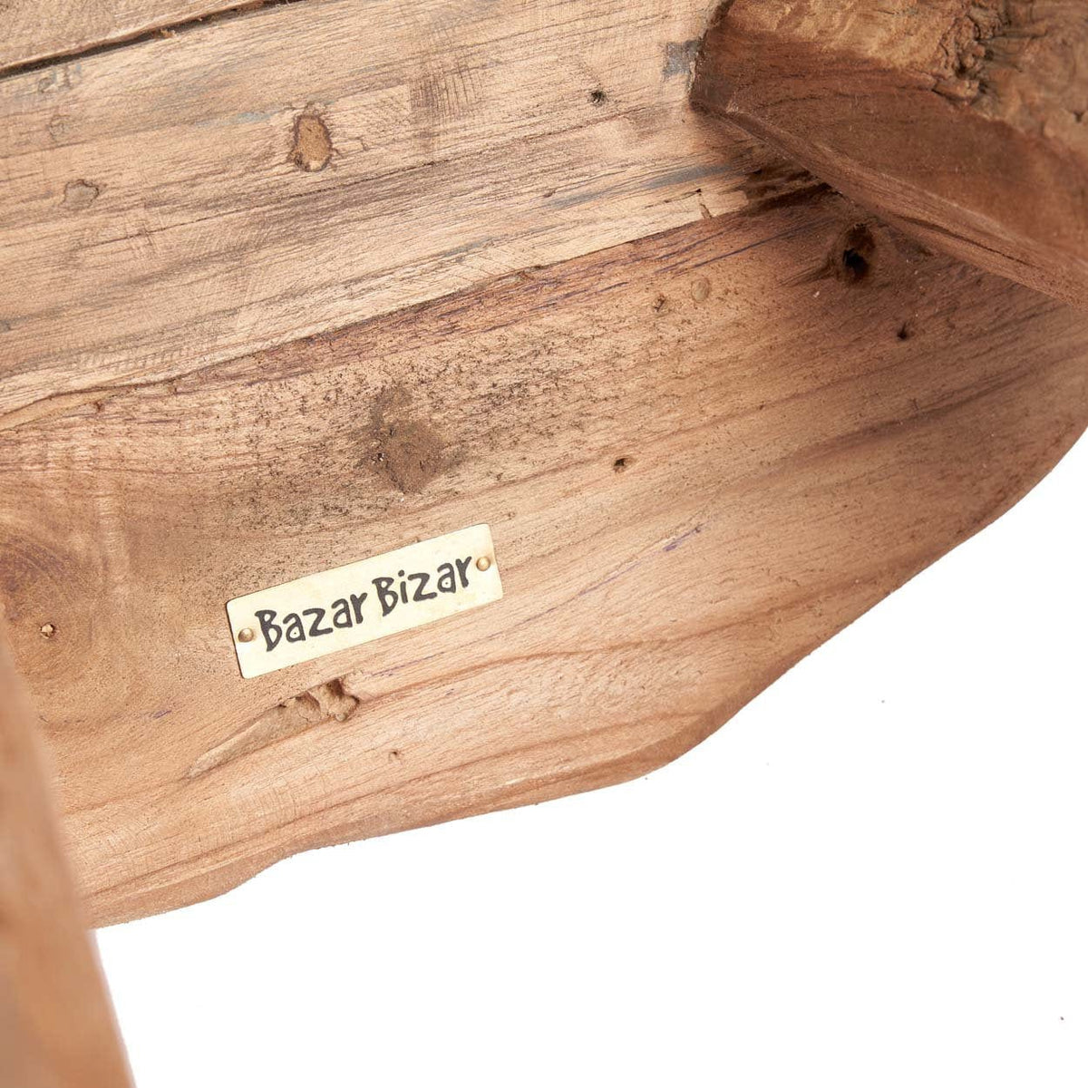 Table d'appoint ronde de jardin en bois de teck massif marron 50x50x40cm Marabunta Rustic - Bazar Bizar — vue 6