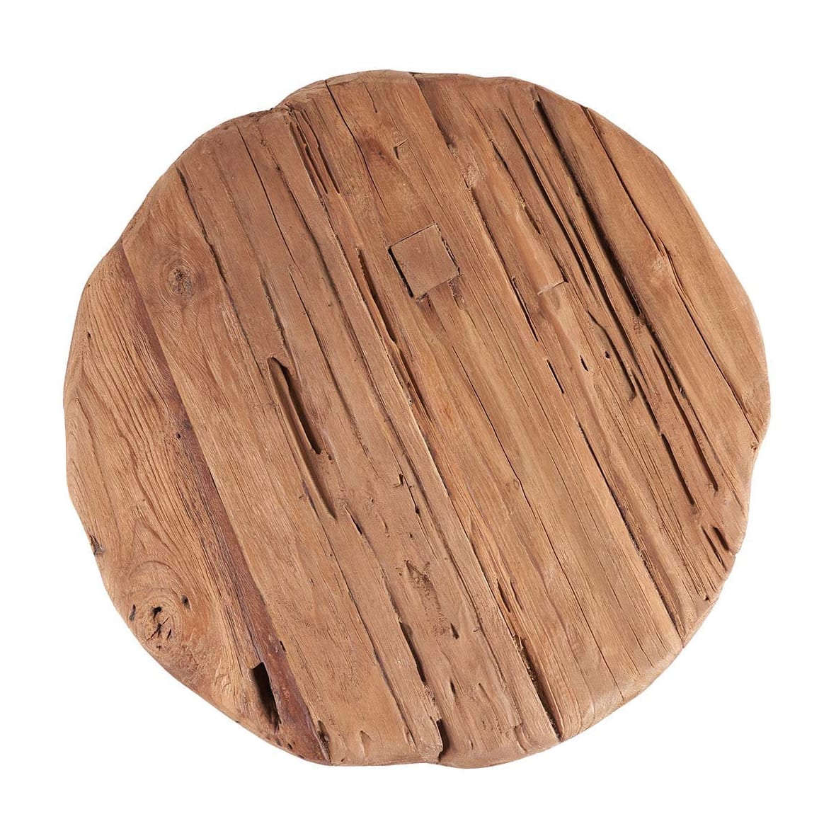 Table d'appoint ronde de jardin en bois de teck massif marron 50x50x40cm Marabunta Rustic - Bazar Bizar — vue 7