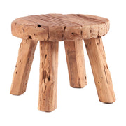 Table d'appoint ronde de jardin en bois de teck massif marron 50x50x40cm Marabunta Rustic - Bazar Bizar