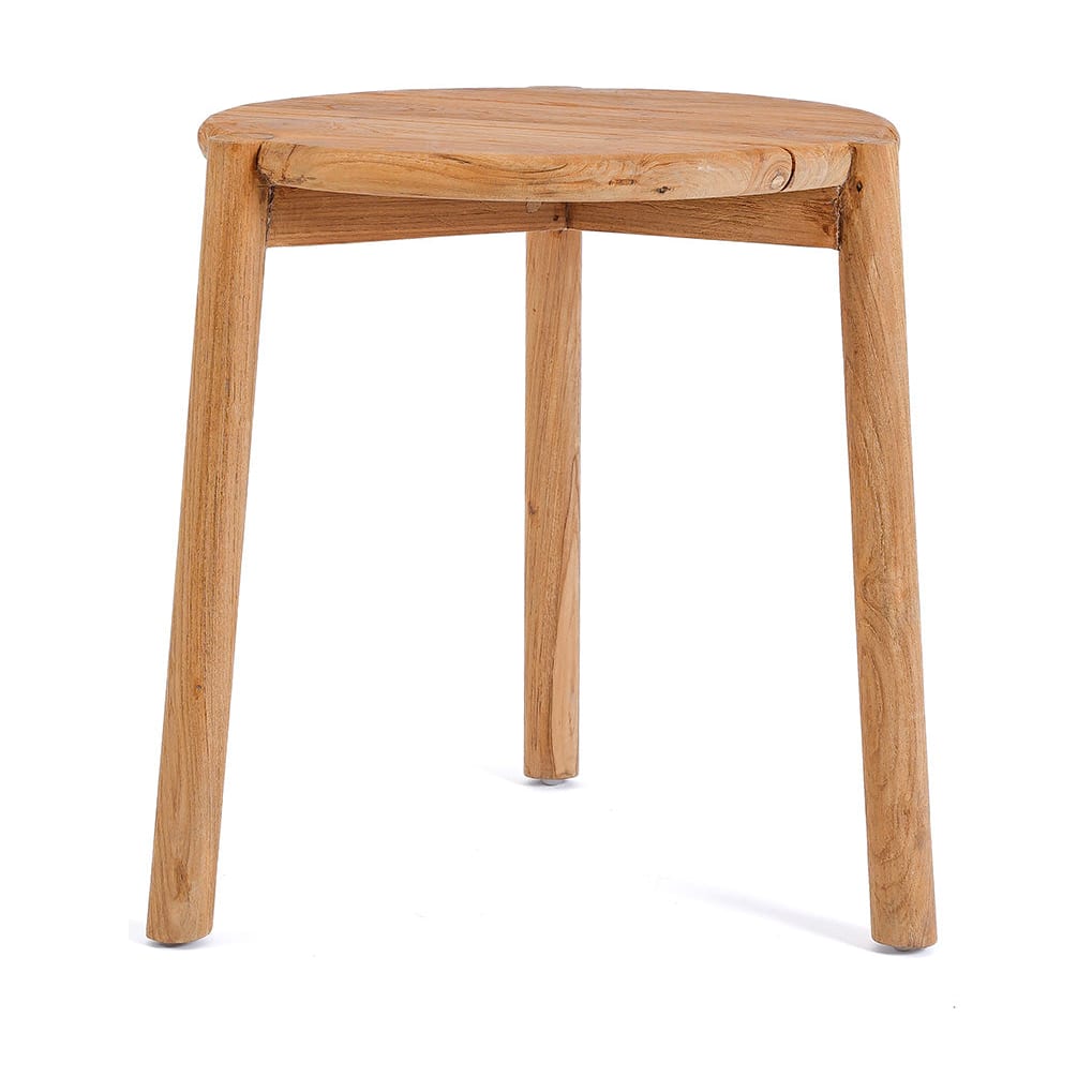 Table d'appoint ronde de jardin en teck naturel marron 47x47x50cm Gilimanuk - Bazar Bizar