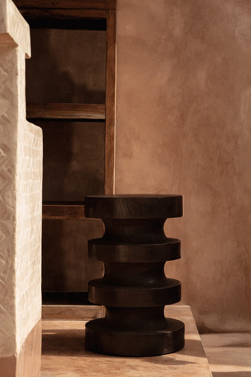 Table d'appoint ronde en bois de manguier marron foncé 40x40x60cm Mocha Rings - Bazar Bizar — vue 2