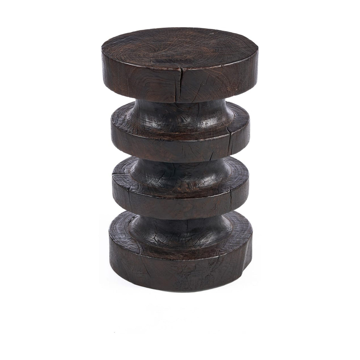 Table d'appoint ronde en bois de manguier marron foncé 40x40x60cm Mocha Rings - Bazar Bizar — vue 4