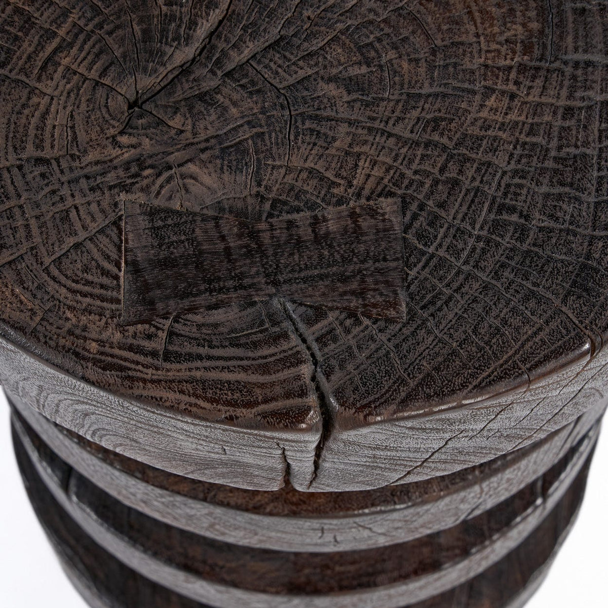 Table d'appoint ronde en bois de manguier marron foncé 40x40x60cm Mocha Rings - Bazar Bizar — vue 7