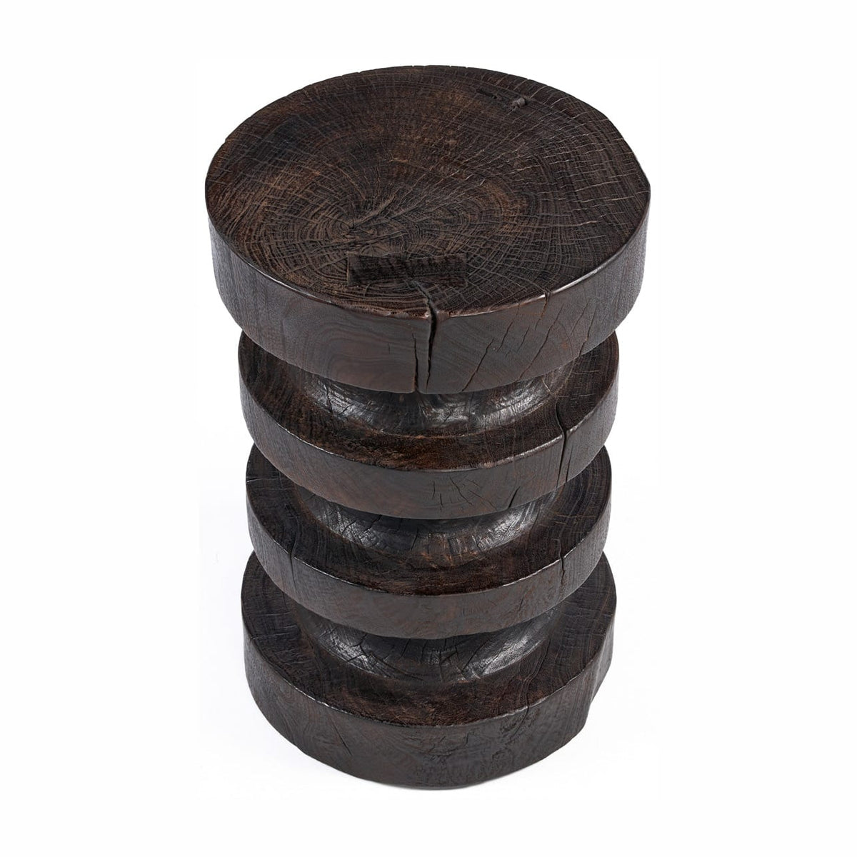 Table d'appoint ronde en bois de manguier marron foncé 40x40x60cm Mocha Rings - Bazar Bizar — vue 8