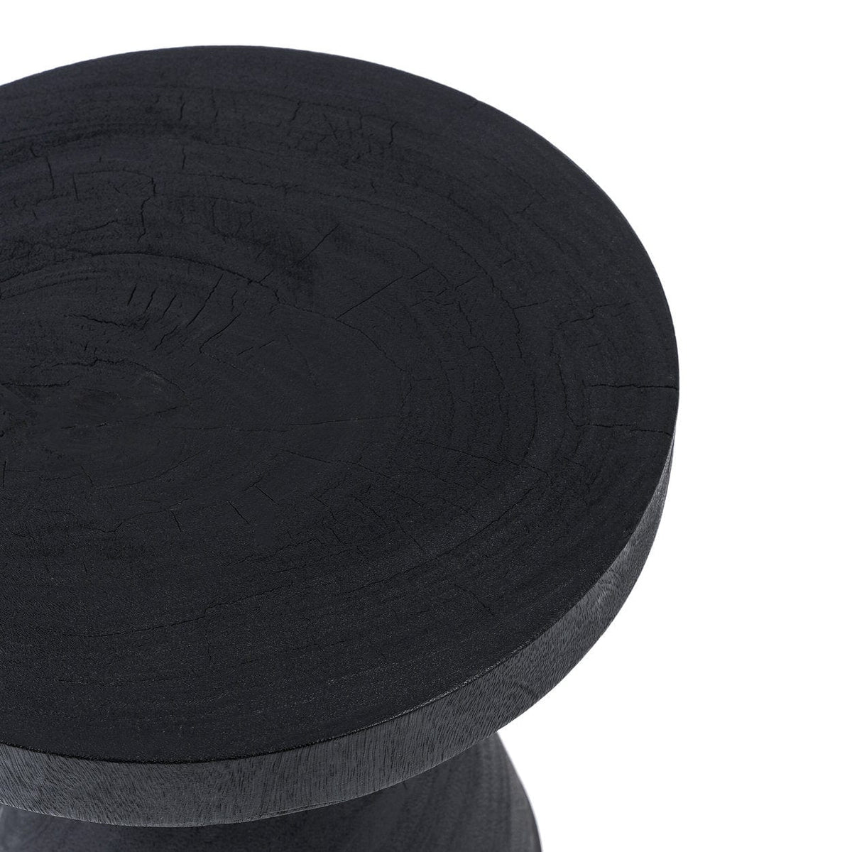 Table d'appoint ronde en bois de suar massif noir 40x40x40cm Gravity - Bazar Bizar — vue 6