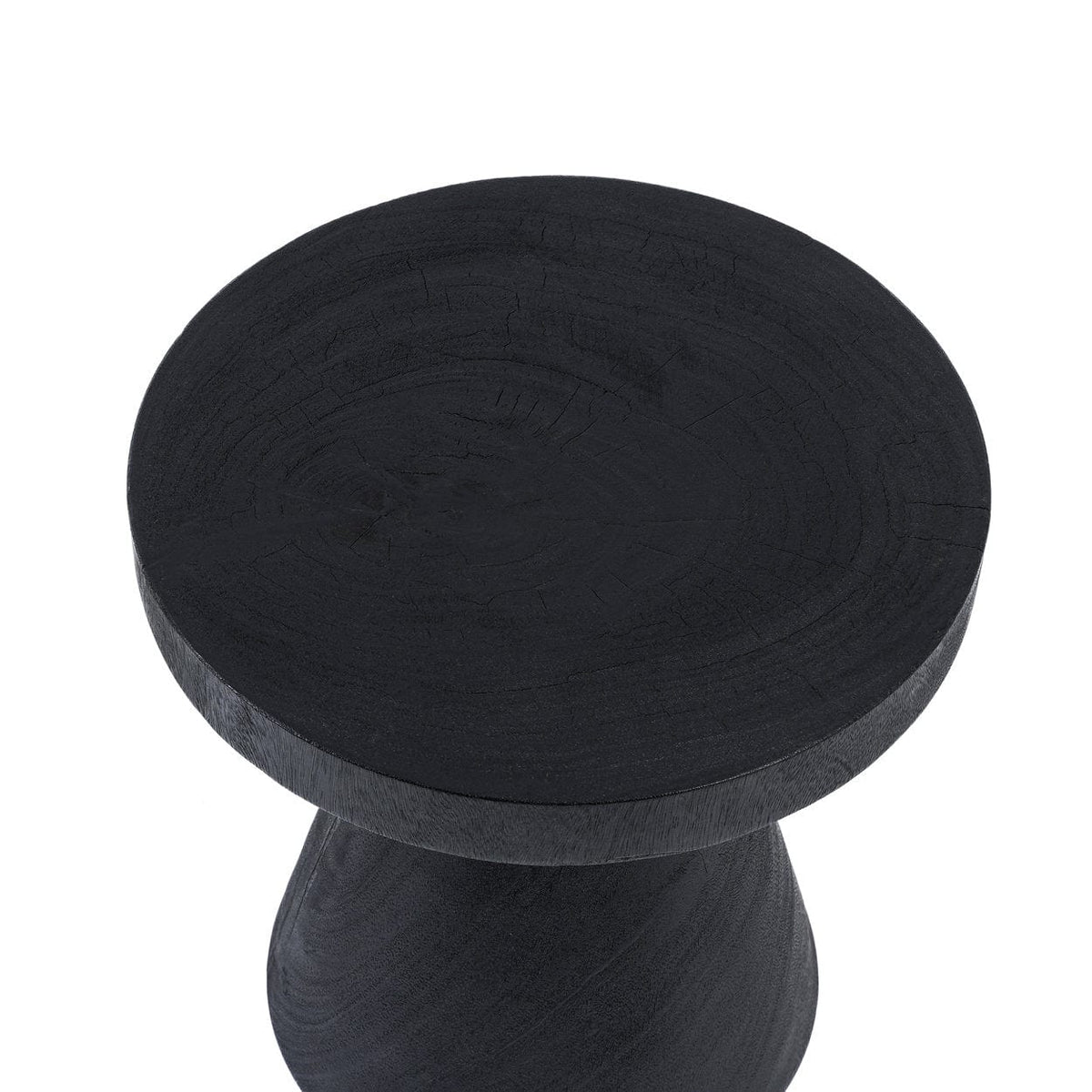 Table d'appoint ronde en bois de suar massif noir 40x40x40cm Gravity - Bazar Bizar — vue 8
