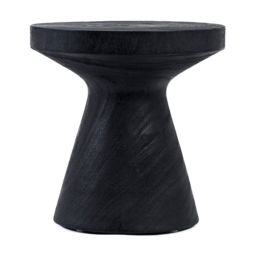 Table d'appoint ronde en bois de suar massif noir 40x40x40cm Gravity - Bazar Bizar