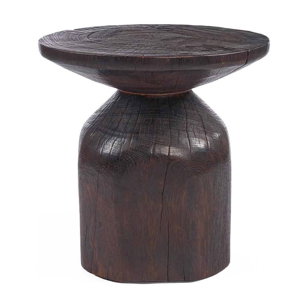Table d'appoint ronde en bois marron foncé 50x50x50cm Drumline - Bazar Bizar