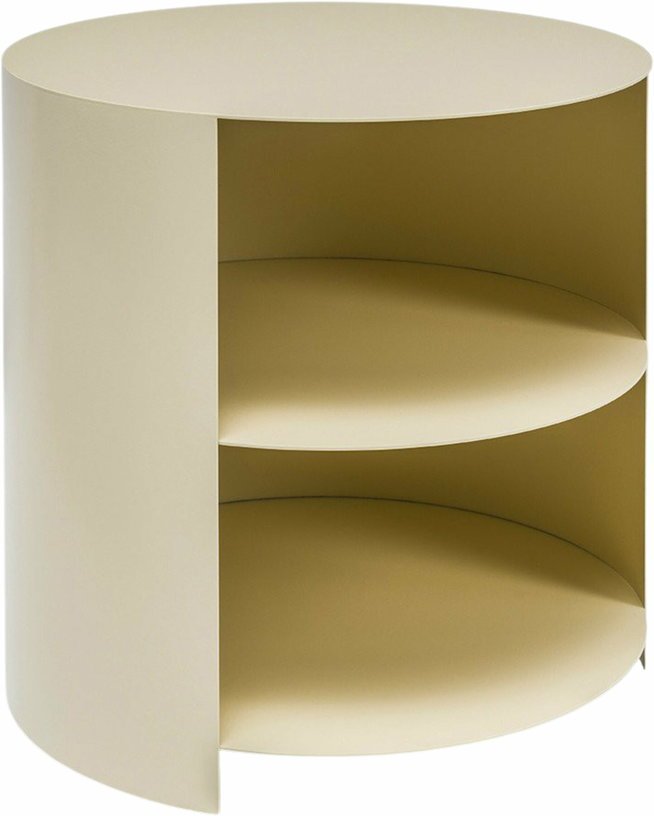 Table d'appoint à roulettes en acier beige 40 cm Hide Side - Hem - The Cool Republic