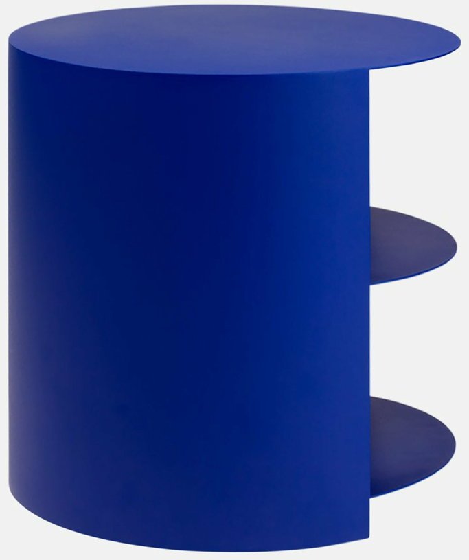 Table d'appoint à roulettes en acier bleu 40 cm Hide Side - Hem - The Cool Republic