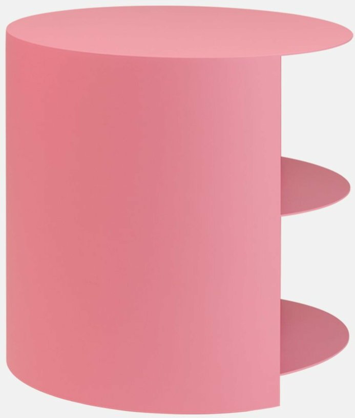 Table d'appoint à roulettes en acier rose 40 cm Hide Side - Hem - The Cool Republic