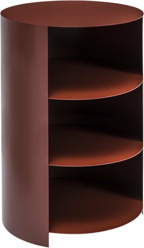 Table d'appoint à roulettes en acier rouge foncé 70 cm Hide Pedestal - Hem - The Cool Republic