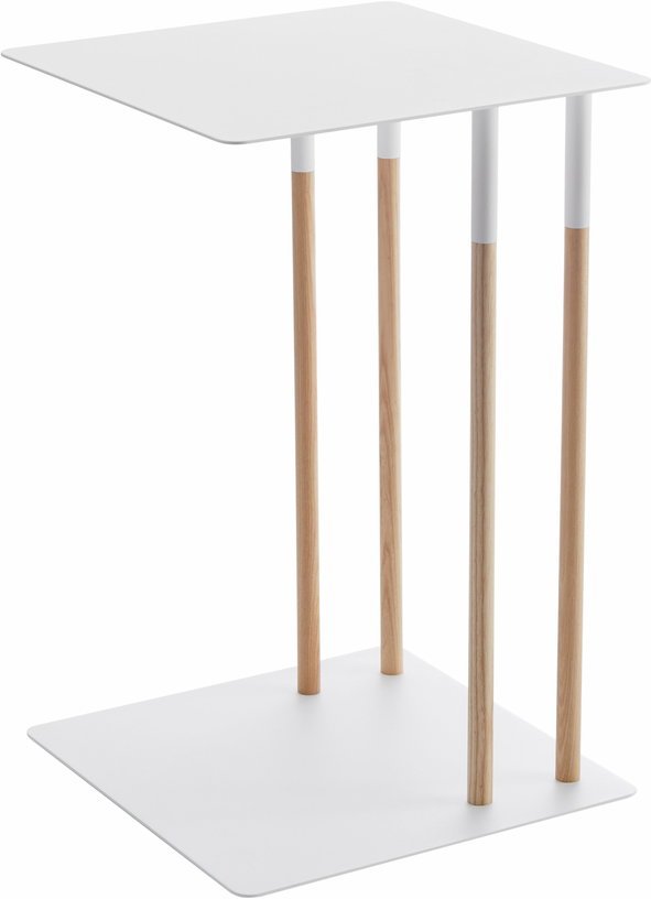 Table d'appoint blanche et pieds en bois - Yamazaki - The Cool Republic