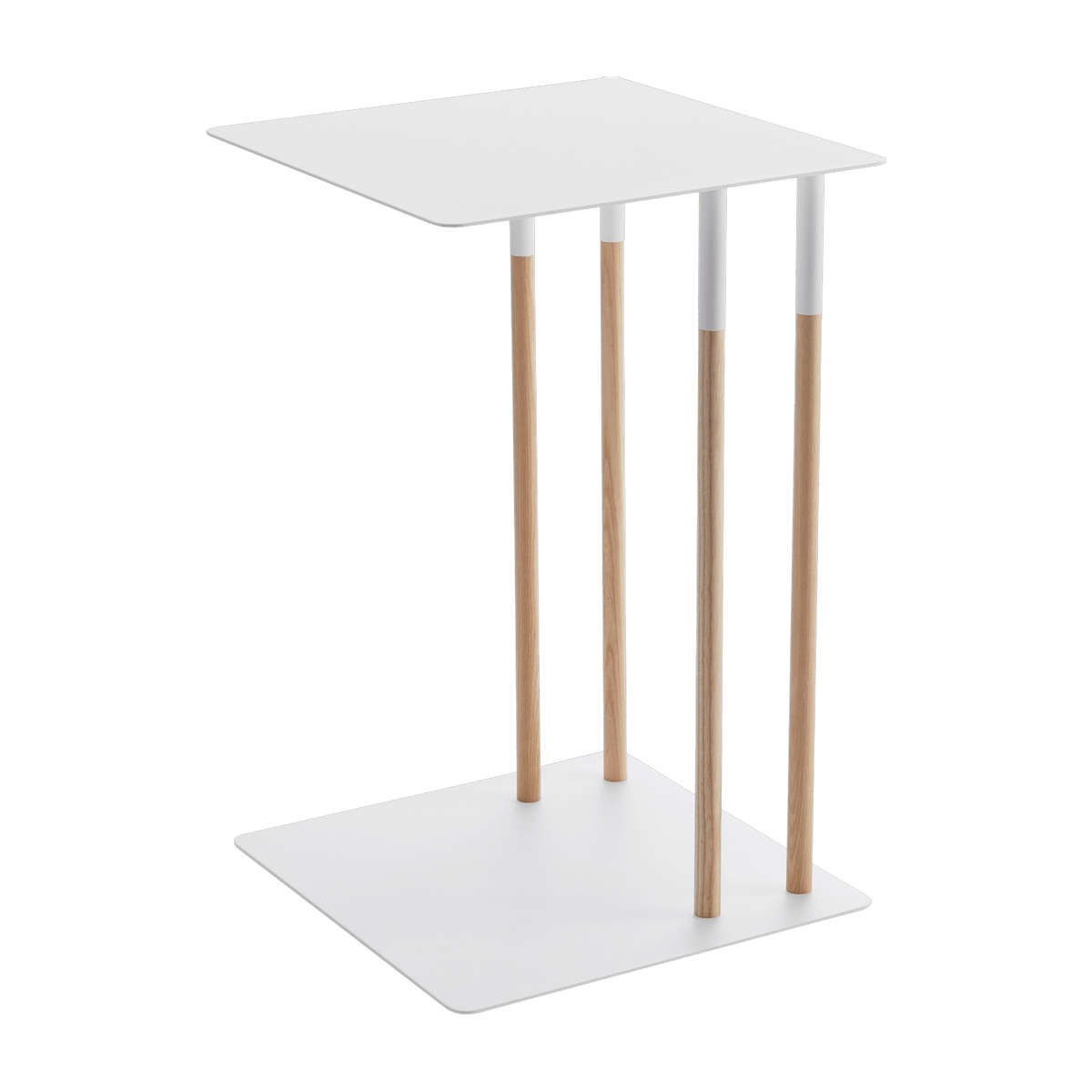 Table d'appoint blanche et pieds en bois - Yamazaki - The Cool Republic