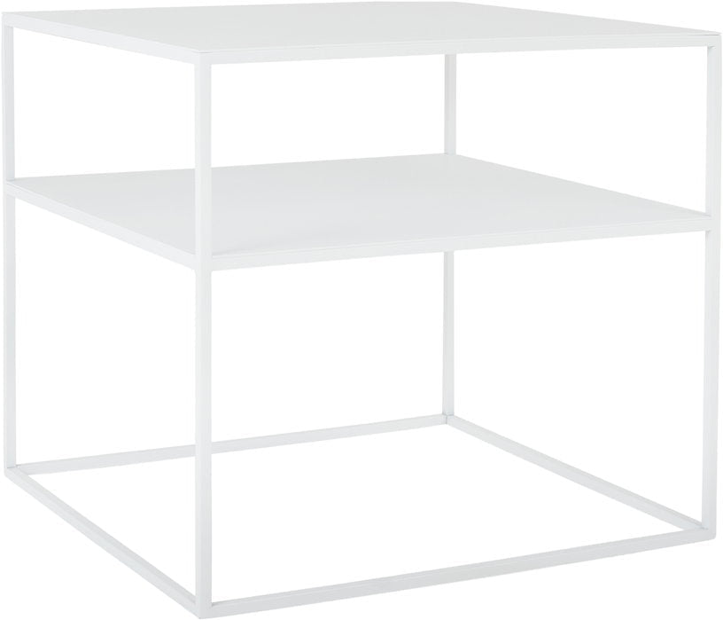 Table d'appoint carré à deux étages blanc en métal Tensio 2 - Custom Form - The Cool Republic