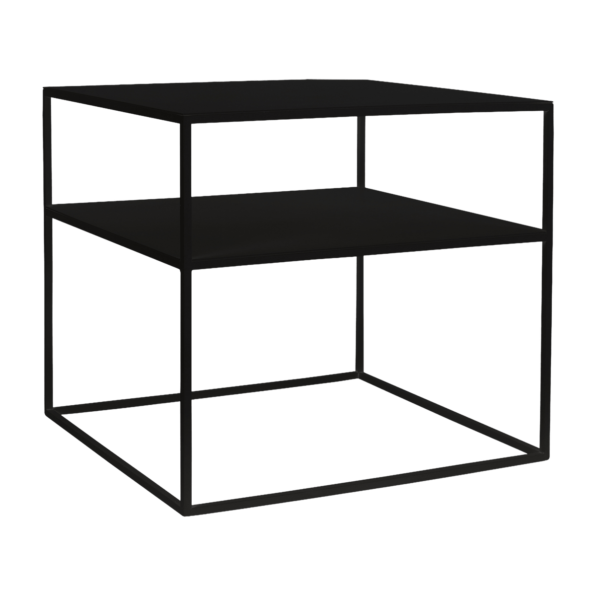 Table d'appoint carré à deux étages noir en métal Tensio 2 - Custom Form - The Cool Republic