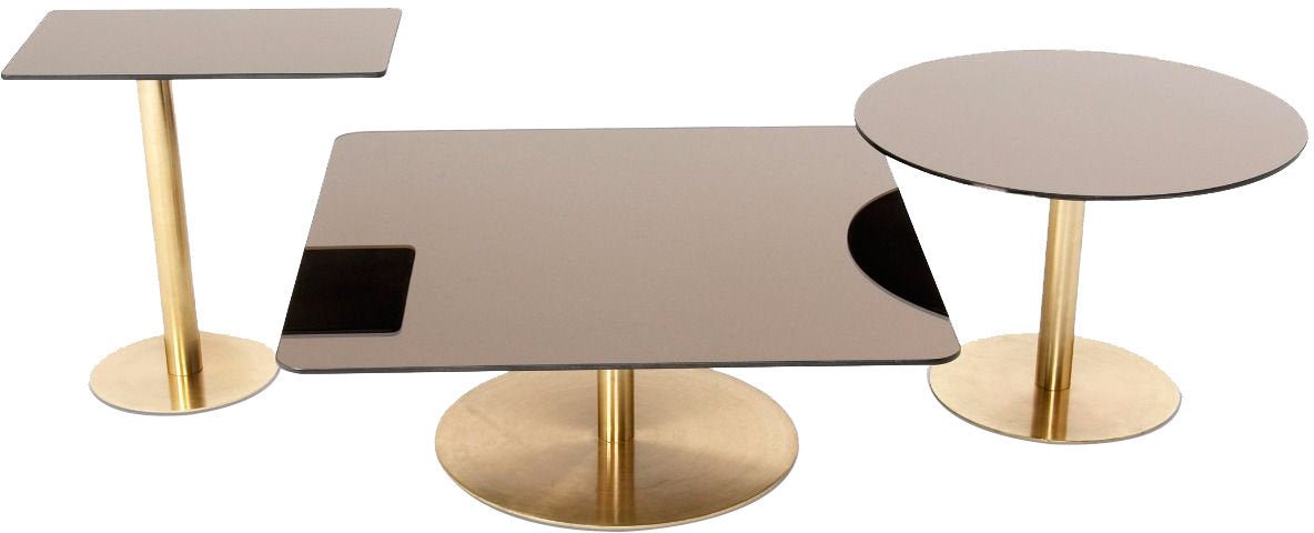 Table d'appoint carrée en fer plaqué laiton et en verre cuivré Flash - Tom Dixon - The Cool Republic