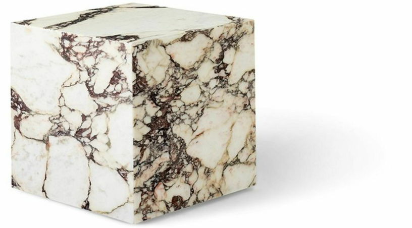 Table d'appoint cube en marbre beige et marron Plinth Cubic - Audo - The Cool Republic