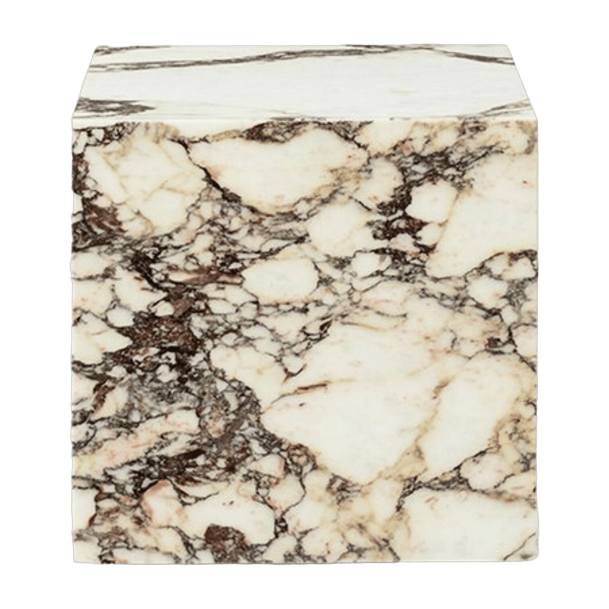 Table d'appoint cube en marbre beige et marron Plinth Cubic - Audo - The Cool Republic