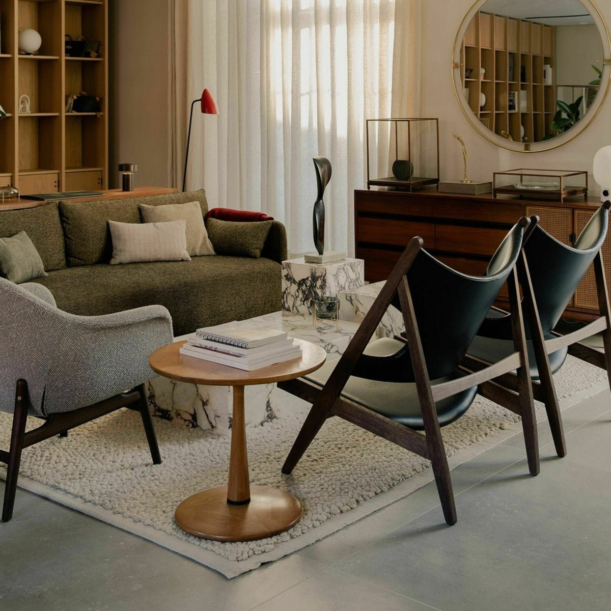 Table d'appoint cube en marbre beige et marron Plinth Cubic - Audo - The Cool Republic