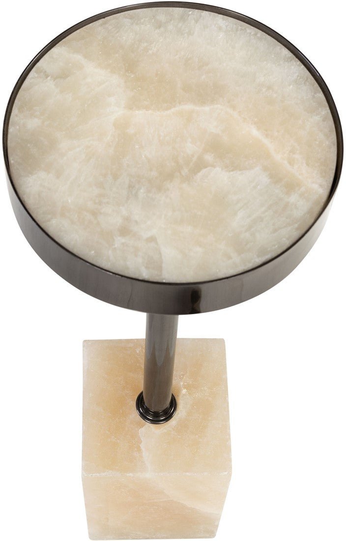 Table d'appoint en acier inoxydable noir et onyx 21x64cm Onp - Versmissen - The Cool Republic